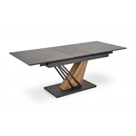 VOLANT 160 stół rozkładany, blat - czarny marmur, nogi - dąb złoty / czarny