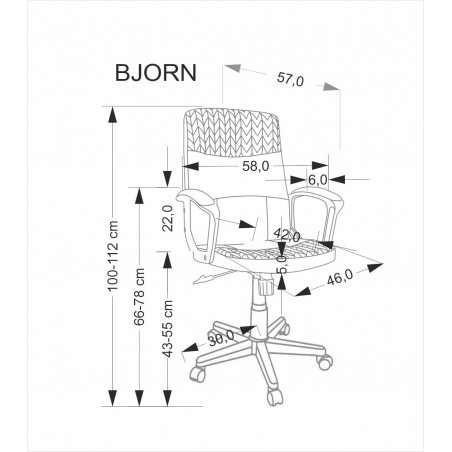 BJORN fotel obrotowy czarno-popielaty