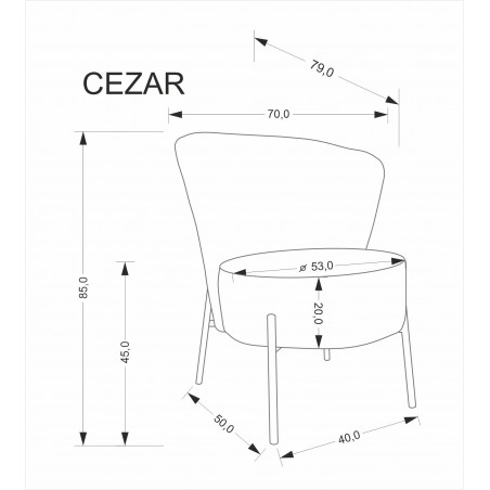 CEZAR fotel wypoczynkowy, popielaty (1p1szt)