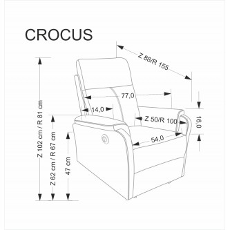 CROCUS fotel wypoczynkowy z funkcją elektrycznego rozkładania, beżowy (1p1szt)
