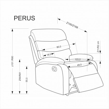 PERUS fotel wypoczynkowy popielaty (1p1szt)