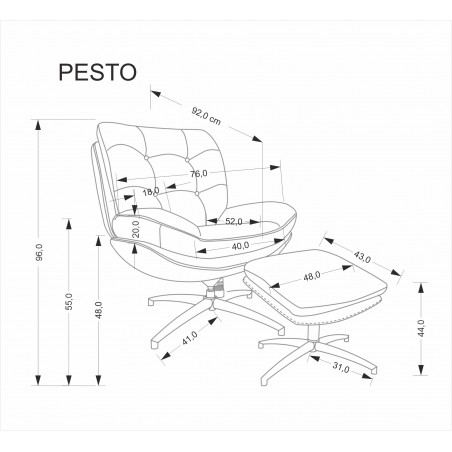 PESTO fotel z podnóżkiem / funkcja kołyski, beżowy