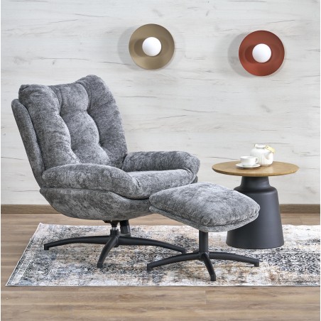 PESTO fotel z podnóżkiem / funkcja kołyski, popielaty