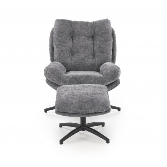 PESTO fotel z podnóżkiem / funkcja kołyski, popielaty