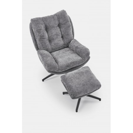 PESTO fotel z podnóżkiem / funkcja kołyski, popielaty