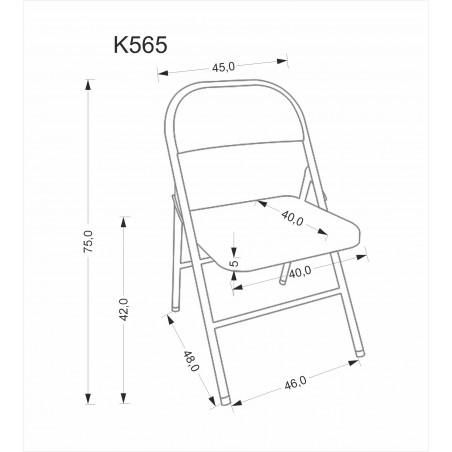 K565 krzesło składane, biały (1p6szt)