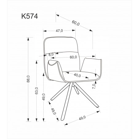 K574 krzesło ciemny beżowy (1p2szt)