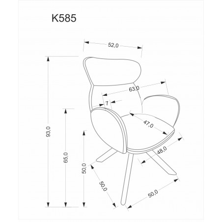 K585 krzesło ciemny beżowy / dąb naturalny (1p2szt)