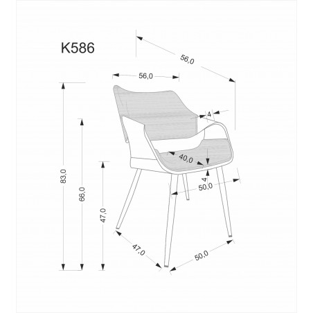 K586 krzesło, orzechowy / czarny (1p1szt)