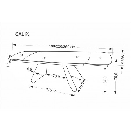 SALIX stół rozkładany, trawertyn / kaszmir (2p1szt)