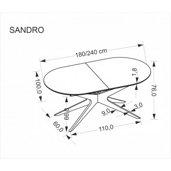 SANDRO stół rozkładany, czarny (2p1szt)