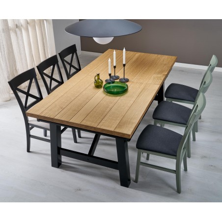 FIESTA stół rozkładany 200-280x100x77 cm dąb naturalny/czarny (3p1szt)