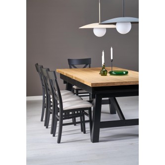 FIESTA stół rozkładany 200-280x100x77 cm dąb naturalny/czarny (3p1szt)