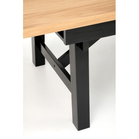 FIESTA stół rozkładany 200-280x100x77 cm dąb naturalny/czarny (3p1szt)