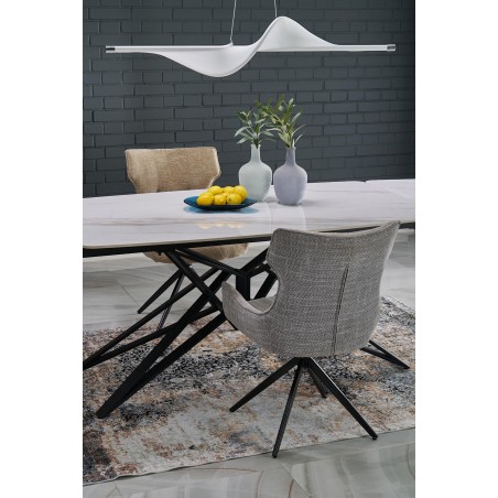 ALFREDO stół rozkładany, biały marmur / czarny (2p1szt)