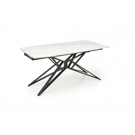 ALFREDO stół rozkładany, biały marmur / czarny (2p1szt)