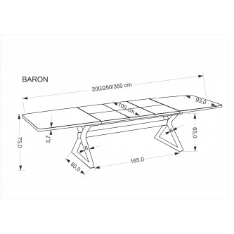 BARON stół rozkładany, orzechowy / czarny (2p1szt)
