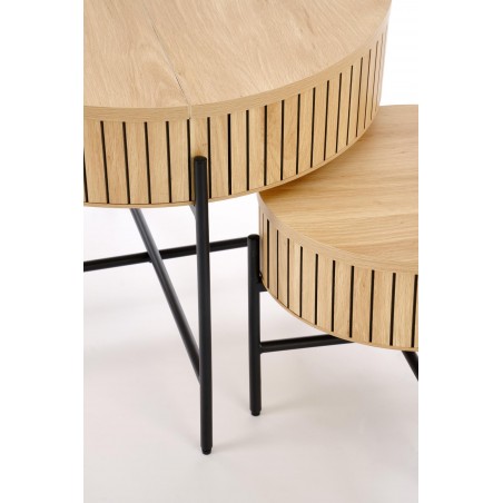 DANTE zestaw 2 ław, naturalny / czarny (1p1zestaw)