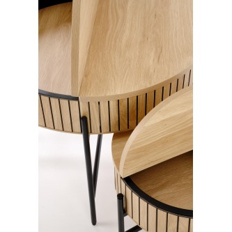 DANTE zestaw 2 ław, naturalny / czarny (1p1zestaw)