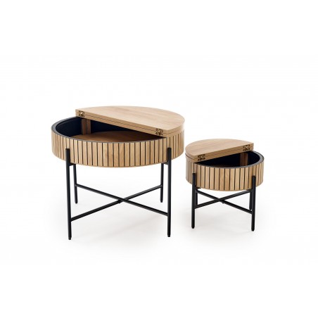 DANTE zestaw 2 ław, naturalny / czarny (1p1zestaw)