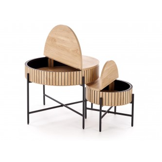 DANTE zestaw 2 ław, naturalny / czarny (1p1zestaw)