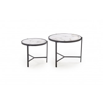 FATIMA zestaw 2 ław, biały marmur / czarny (1p1szt)