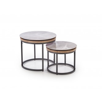 ITAKA zestaw 2 ław, popielaty marmur / grafitowy (1p1szt)