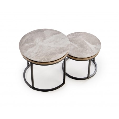 ITAKA zestaw 2 ław, popielaty marmur / grafitowy (1p1szt)