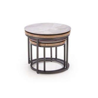 ITAKA zestaw 2 ław, popielaty marmur / grafitowy (1p1szt)