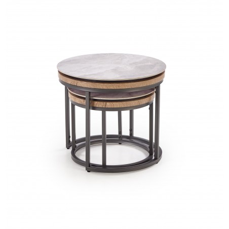 ITAKA zestaw 2 ław, popielaty marmur / grafitowy (1p1szt)