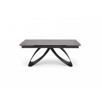 HILARIO stół rozkładany, blat - orzechowy, nogi - czarny (3p1szt)