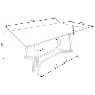 KONAMI stół, blat - czarny marmur, nogi - złoty (2p1szt)