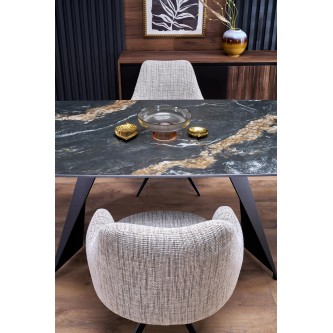 ARMANI stół rozkładany, blat - czarny marmur, noga - czarny (2p1szt)