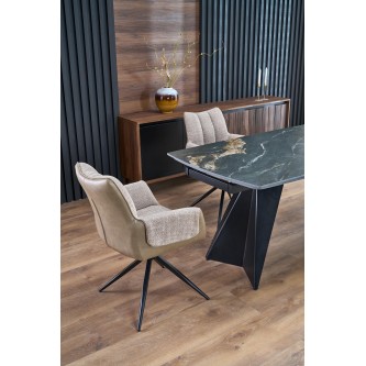 ARMANI stół rozkładany, blat - czarny marmur, noga - czarny (2p1szt)