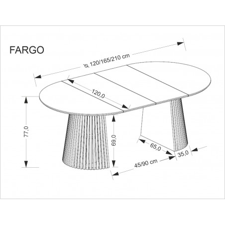 FARGO stół rozkładany, blat - naturalny, nogi - naturalny (2p1szt)