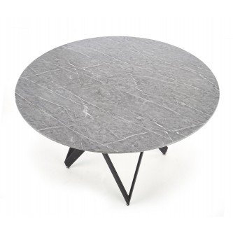 GUSTIMO stół okrągły, blat - popielaty marmur, stelaż - czarny (2p1szt)