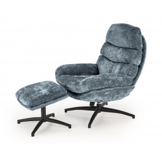 DARIO fotel wypoczynkowy z podnóżkiem oraz z funkcją kołyski, niebieski (1p1szt)