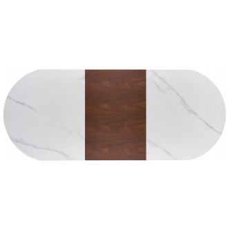 GIBSON stół rozkładany, biały marmur / orzechowy / złoty (3p1szt)