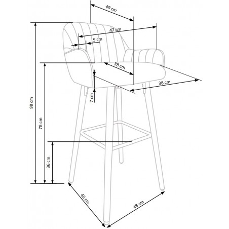 H93 hoker nogi - orzech, tapicerka - c. zielony (1p1szt)
