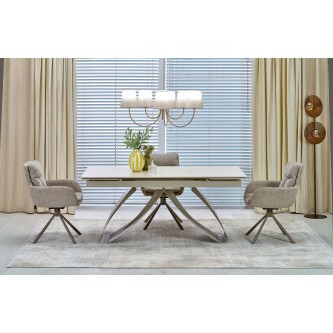 HILARIO stół rozkładany, blat - jasny trawertyn, nogi - kaszmir (3p1szt)