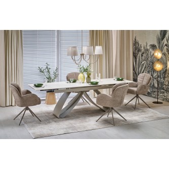 HILARIO stół rozkładany, blat - jasny trawertyn, nogi - kaszmir (3p1szt)