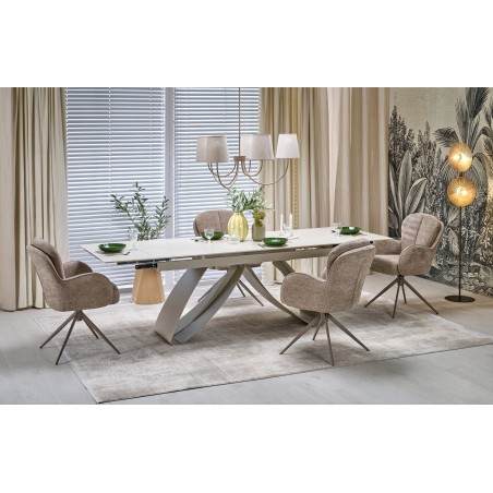 HILARIO stół rozkładany, blat - jasny trawertyn, nogi - kaszmir (3p1szt)