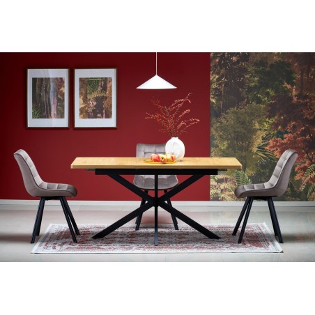 HOLTER stół rozkładany, blat - dąb złoty, nogi - czarne (1p1szt)