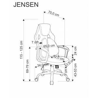 JENSEN fotel gabinetowy, czarny - popielaty - czerwony