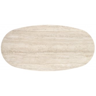 JULIUS stół owalny, blat - jasny trawertyn, nogi - czarny (3p1szt)