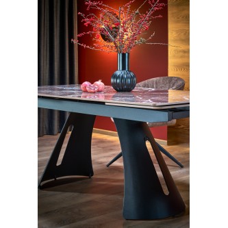 MARVIN stół rozkładany, blat - bordowy marmur, noga - czarny (2p1szt)