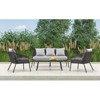 ROCCA zestaw ogrodowy ( sofa + fotel 2x + ława ), ciemny popiel / jasny popiel (1p1szt)