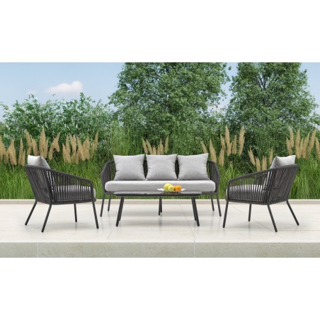 ROCCA zestaw ogrodowy ( sofa + fotel 2x + ława ), ciemny popiel / jasny popiel (1p1szt)