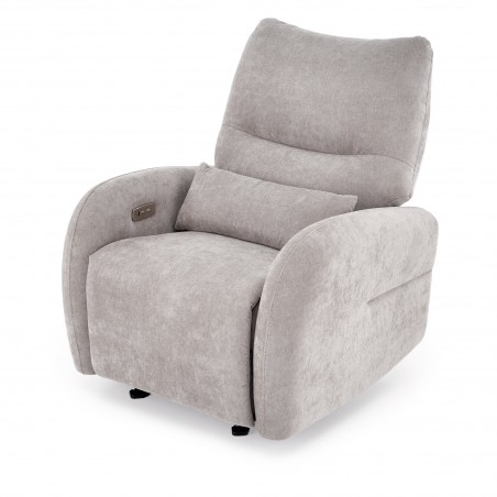 SAXON fotel wypoczynkowy z funkcją elektrycznego rozkładania / kołyski, popielaty (1p1szt)
