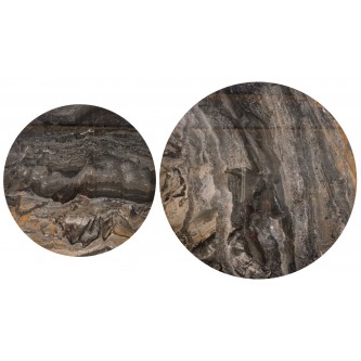 TOWER zestaw 2 ław brązowy marmur / orzechowy (2p1set)